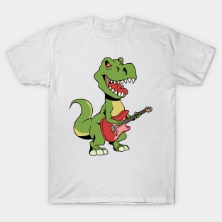 Cartoon TREX plays electric guitar T-Shirt